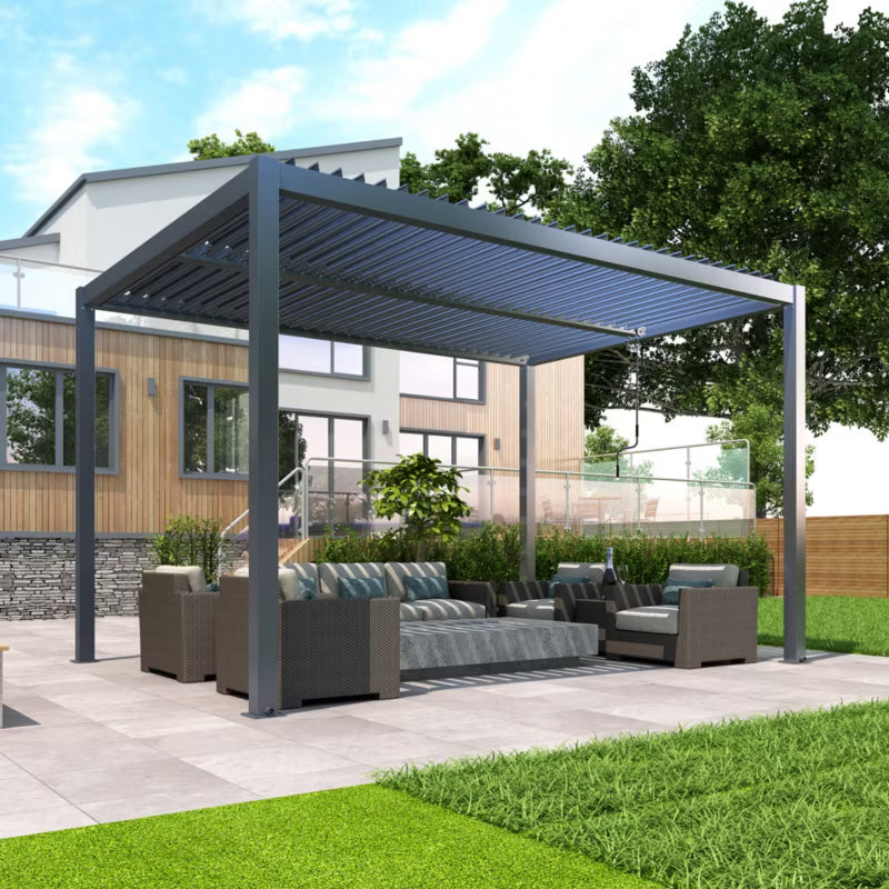 Pergola 3x4 m Antracit med LED-Lys