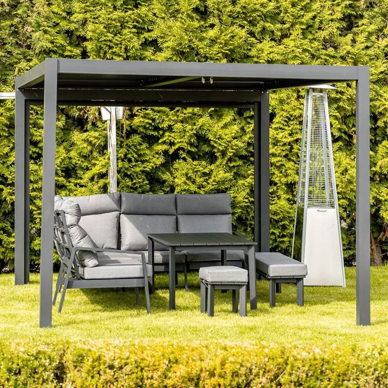 Pergola 3x4 m Antracit med LED-Lys