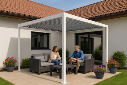 Pergola 3x4 m Hvid Aluminium med Justerbart Tag