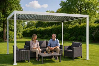 Pergola 3x4 m Hvid Aluminium med Justerbart Tag