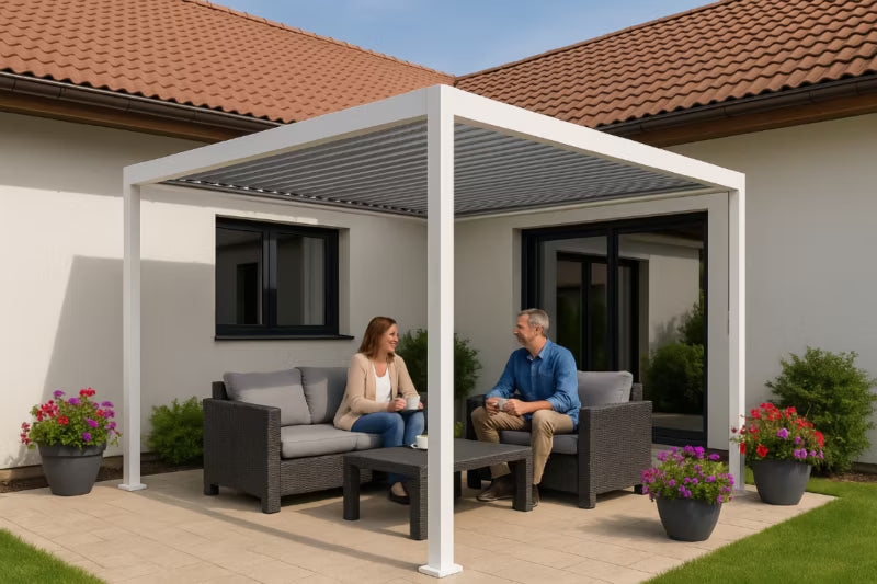 Pergola 3x4 m Hvid Aluminium med Justerbart Tag