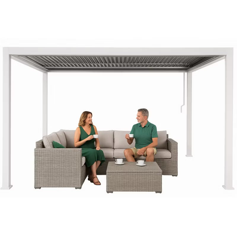 Pergola 3x4 m Hvid Aluminium med Justerbart Tag