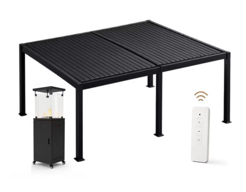 Pergola 3x6 m Antracit med Lameltag og LED