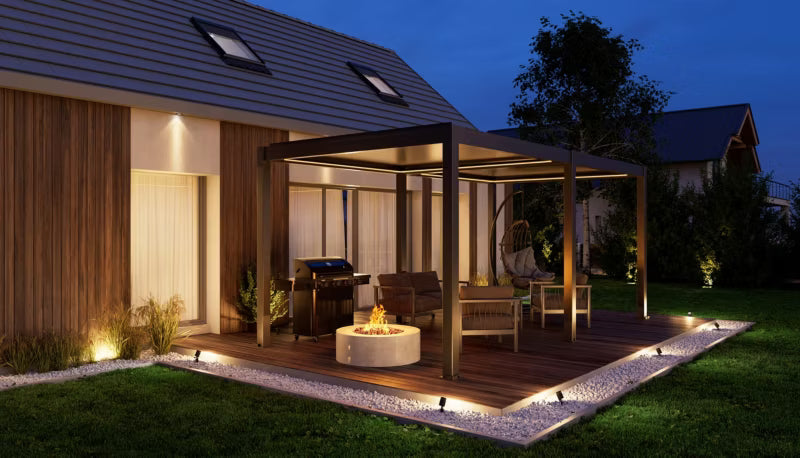 Pergola 3x6 m Antracit med Lameltag og LED