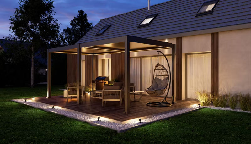 Pergola 3x6 m Antracit med Lameltag og LED