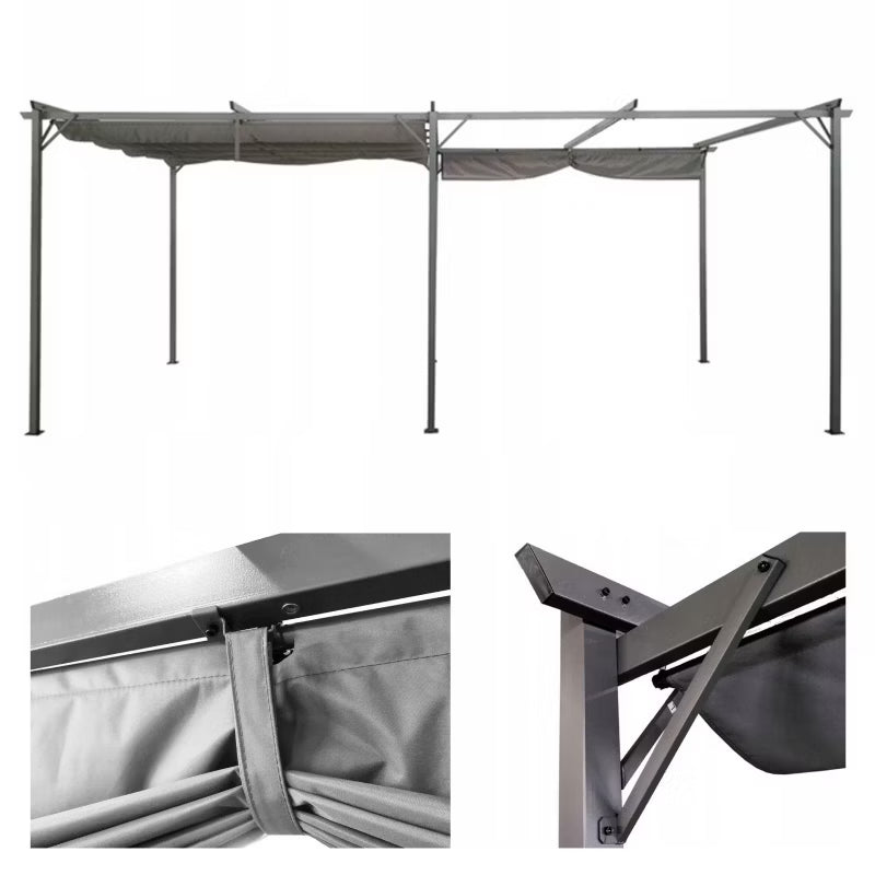 Pergola 3x6 m Stål Antracitgrå
