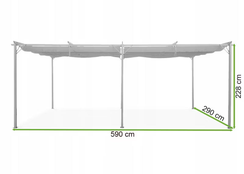 Pergola 3x6m Hvid Stål