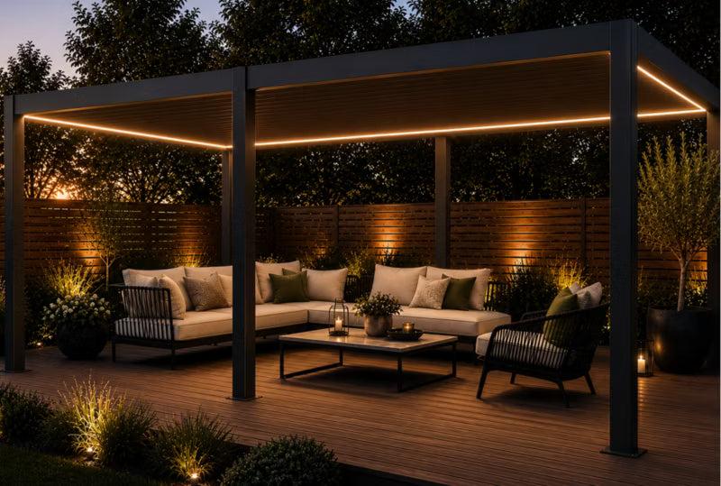 Pergola 4x6 m Antracit Aluminium Automatisk