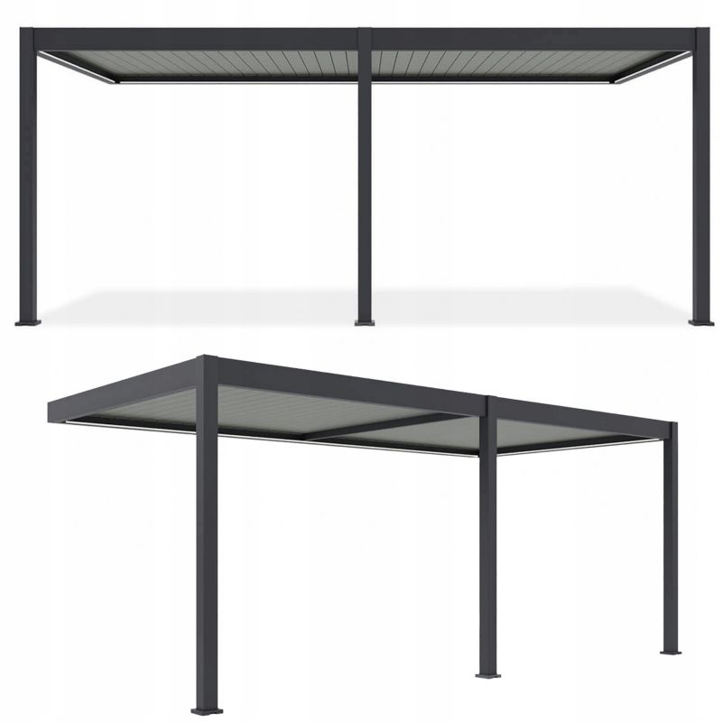 Aluminiumspær Elegance Wall 3x6 m med LED-belysning Antracit