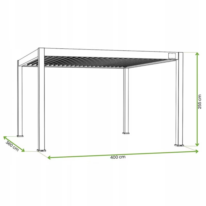 Pergola DELUXE AUTOMATIC 3,6x4 m Antracit med LED