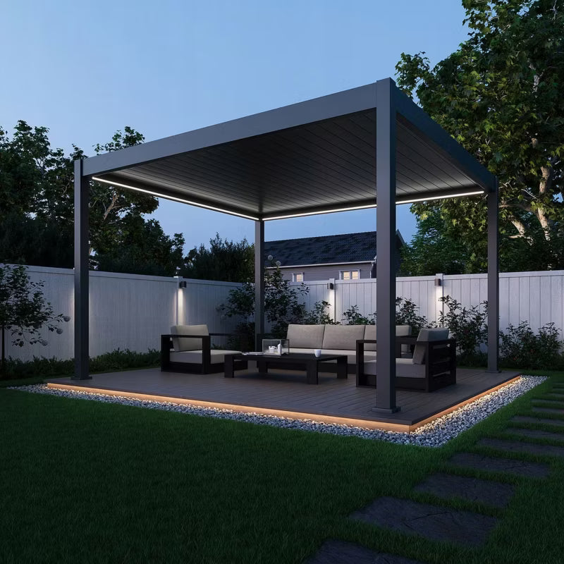 Pergola DELUXE AUTOMATIC 3,6x4 m Antracit med LED