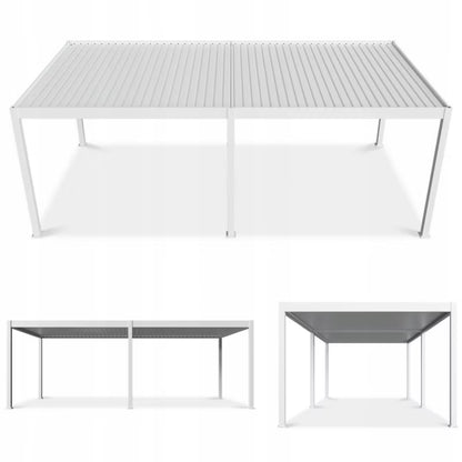 Pergola DELUXE Automatic 3,6x7,2 m Hvid med LED