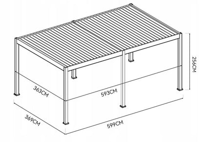 Pergola Deluxe Automatisk LED 3,6x6 m Antracit Aluminium