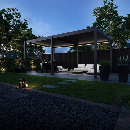 Pergola Deluxe Automatisk LED 3,6x6 m Antracit Aluminium