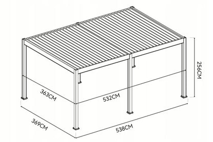 Pergola Deluxe Automatisk LED 3,6x5,3 m Antracit Aluminium