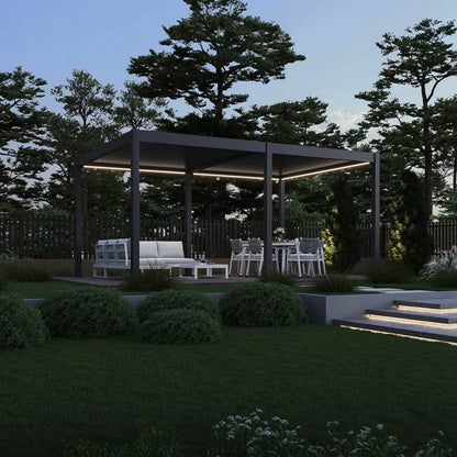 Pergola Deluxe Automatisk LED 3,6x5,3 m Antracit Aluminium
