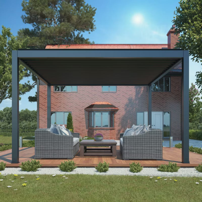 Pergola 3x4 m Elektrisk med LED Antracit