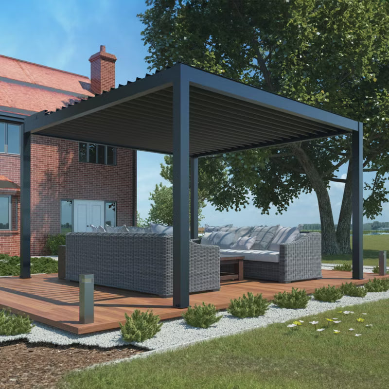 Pergola 3x4 m Elektrisk med LED Antracit