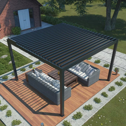 Pergola 3x4 m Elektrisk med LED Antracit