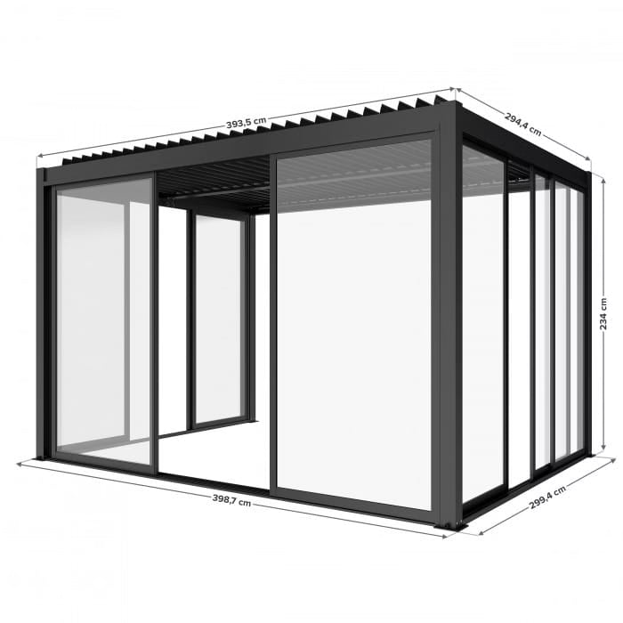 Pergola 3x4 m Elektrisk med LED Antracit