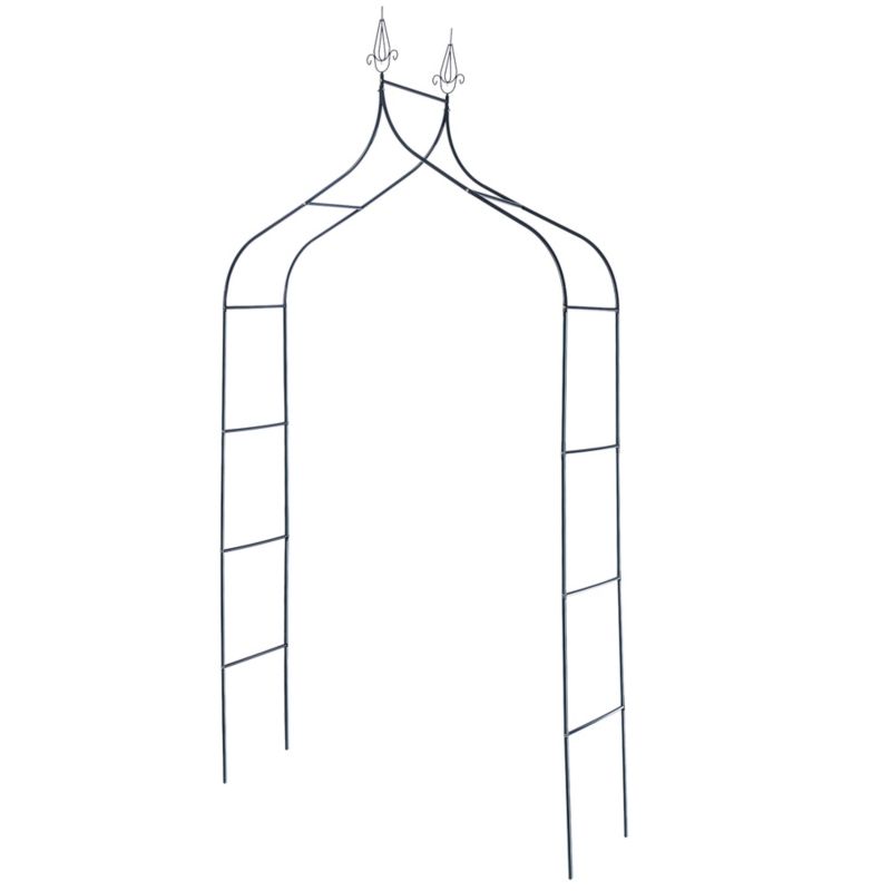 KADAX metalhavepergola 255 cm bue med blomster støtte til roser og klatreplanter 1 stk.