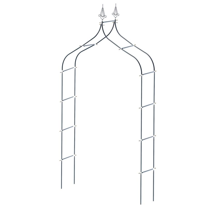 KADAX metalhavepergola 255 cm bue med blomster støtte til roser og klatreplanter 1 stk.