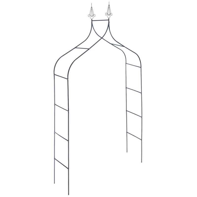KADAX metalhavepergola 255 cm bue med blomster støtte til roser og klatreplanter 1 stk.