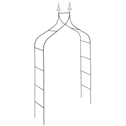 KADAX metalhavepergola 255 cm bue med blomster støtte til roser og klatreplanter 1 stk.