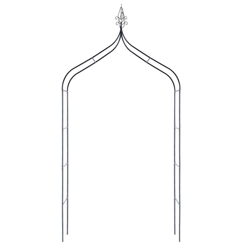 KADAX metalhavepergola 255 cm bue med blomster støtte til roser og klatreplanter 1 stk.