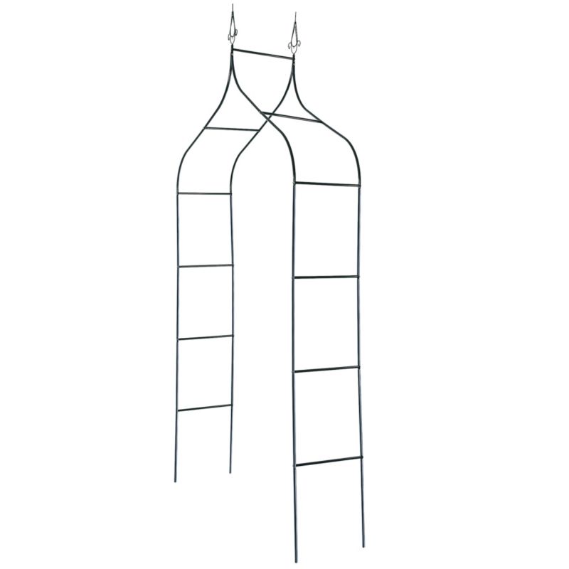 KADAX metalhavepergola 255 cm bue med blomster støtte til roser og klatreplanter 1 stk.