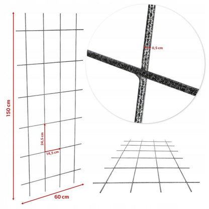 KADAX udendørs metalpergola planteunderstøttelse til roser og blomster, gitter 60x150 cm, 1 stk.