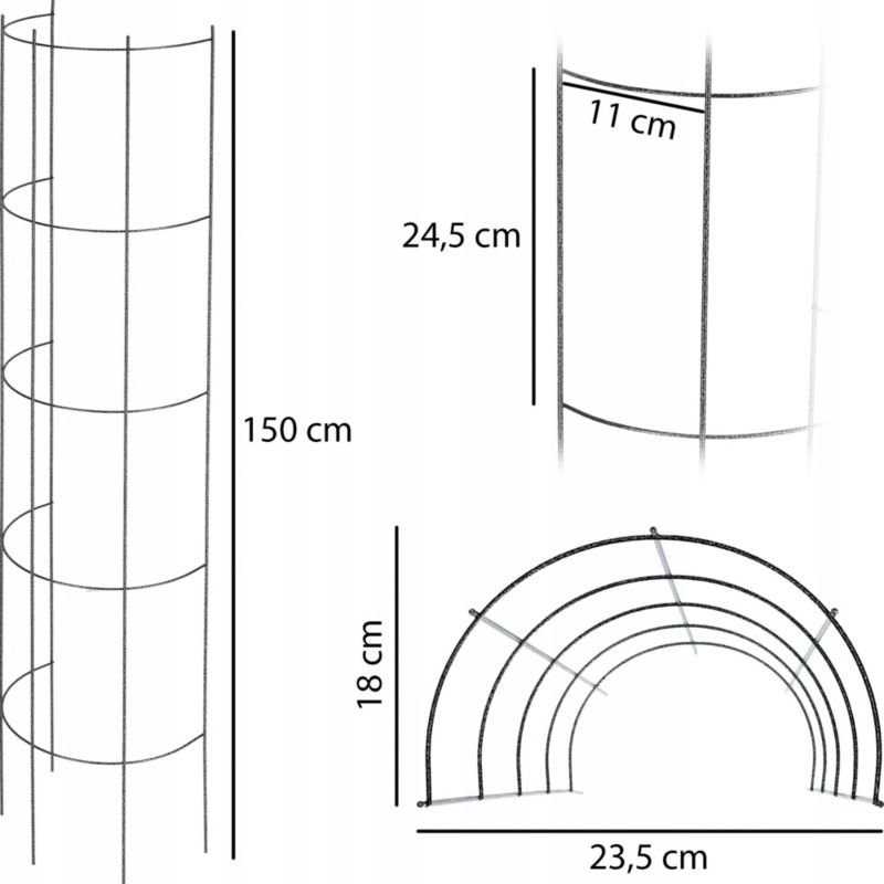 KADAX pergola til haven – metalstøtte til blomster og klatreplanter, søjle 150 cm, 1 stk.