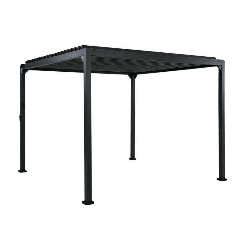 Aluminiumspalje 3x3x2,3 m med Ståltag og Gardiner Antracit