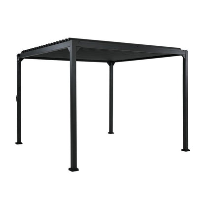 Aluminiumspalje 3x3x2,3 m med Ståltag og Gardiner Antracit