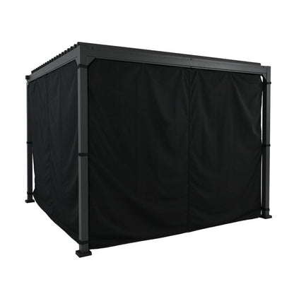 Aluminiumspalje 3x3x2,3 m med Ståltag og Gardiner Antracit