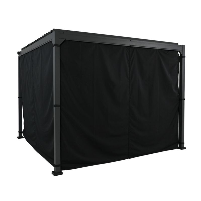 Aluminiumspalje 3x3x2,3 m med Ståltag og Gardiner Antracit