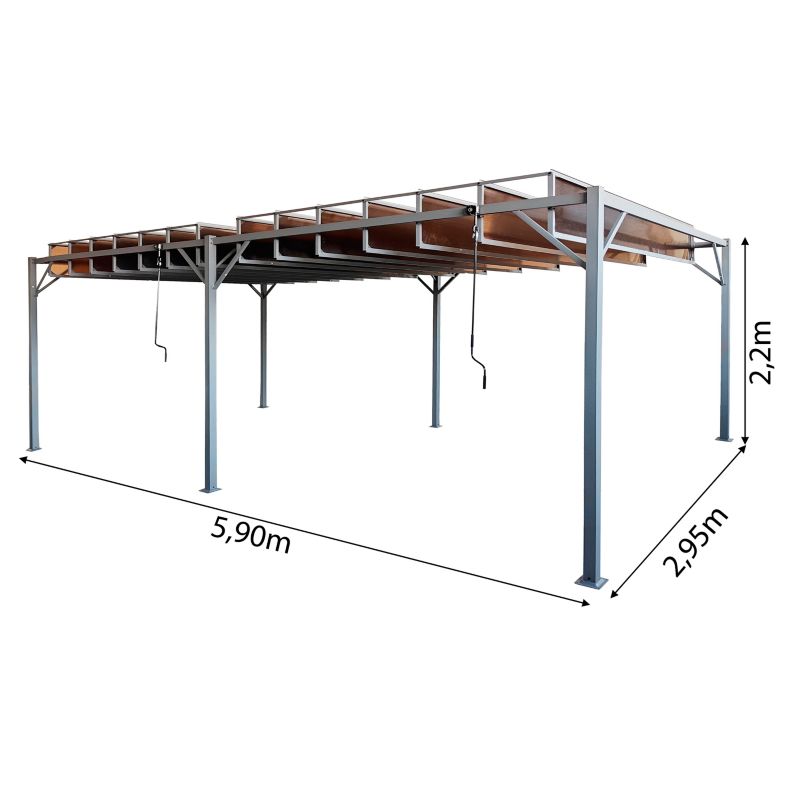 Bioklimatisk Pergola 3x6 m 18 m² Lameltag Grå