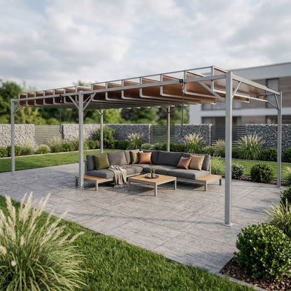 Bioklimatisk Pergola 3x6 m 18 m² Lameltag Grå