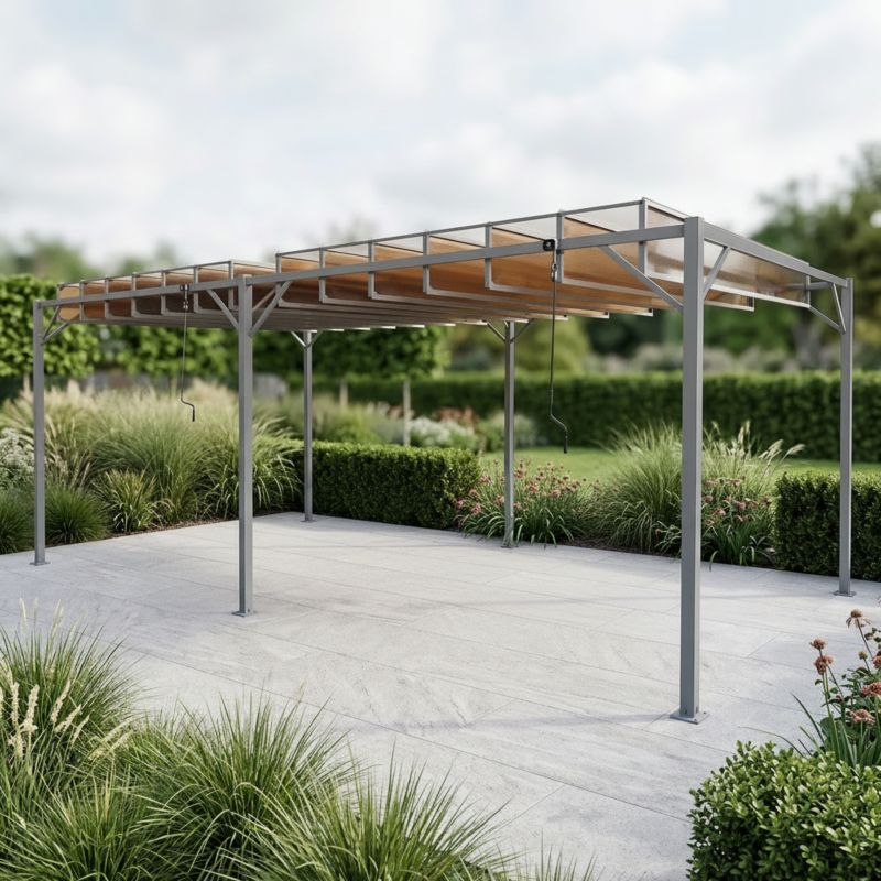 Bioklimatisk Pergola 3x6 m 18 m² Lameltag Grå