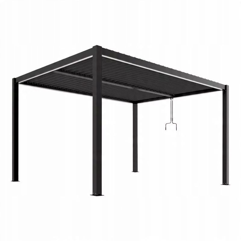 Aluminium Pergola 3x4 m Med LED Lys Manuelt Justerbart Tag