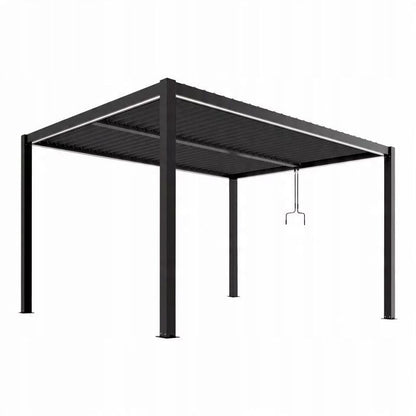 Aluminium Pergola 3x4 m Med LED Lys Manuelt Justerbart Tag