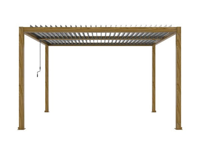 Aluminiumspergola 3x4 m med LED-lys og justerbart tag