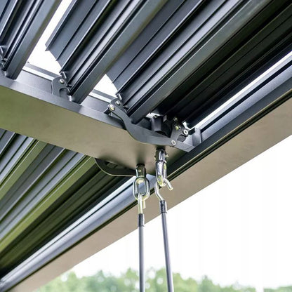 Aluminiumspær 4x4 m Antracit med LED og Justerbart Tag