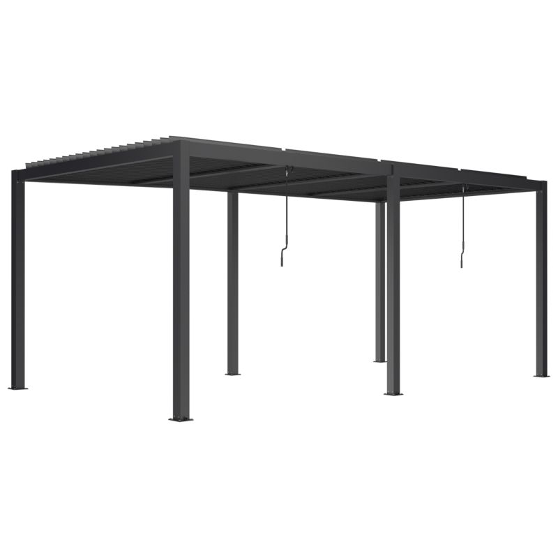 Aluminiumspergola 7,8x3 m med LED og manuelt justerbart tag Antracit