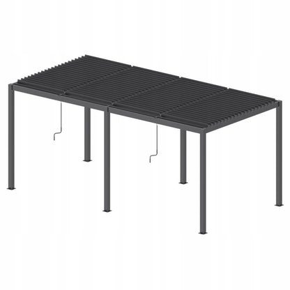 Aluminiumspergola 7,8x3 m med LED og manuelt justerbart tag Antracit