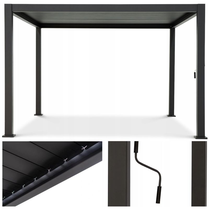 Aluminiumspær Premium 3x4 m Regulerbart Tag Antracit