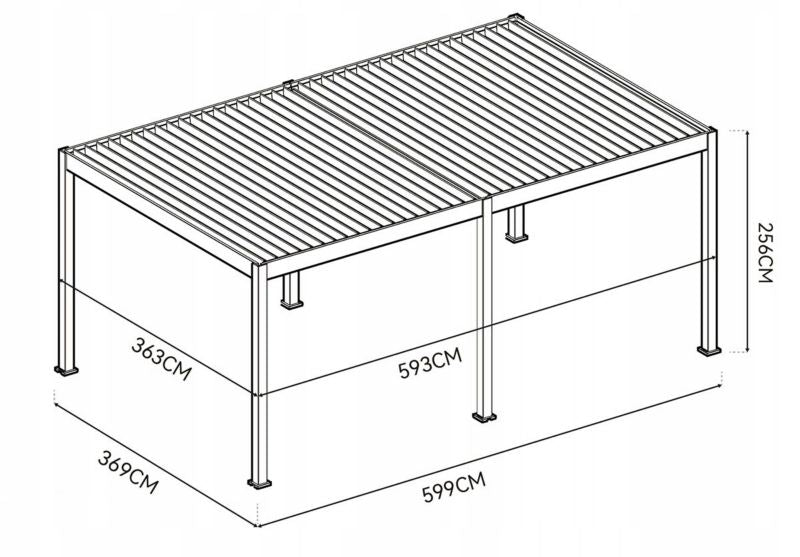 Aluminiumspær Deluxe 4x6 m Antracit med LED