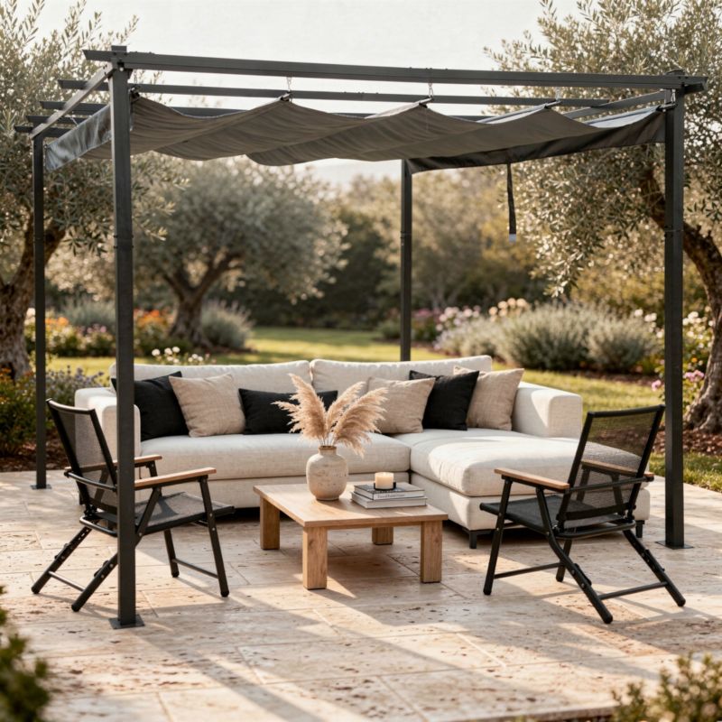Pergola 3x4 m med Skydebetræk Antracit