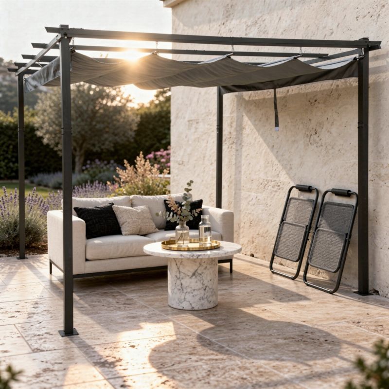 Pergola 3x4 m med Skydebetræk Antracit