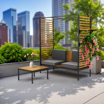 Pergola med Bænk og Bord 160x68,5x186 cm Brun